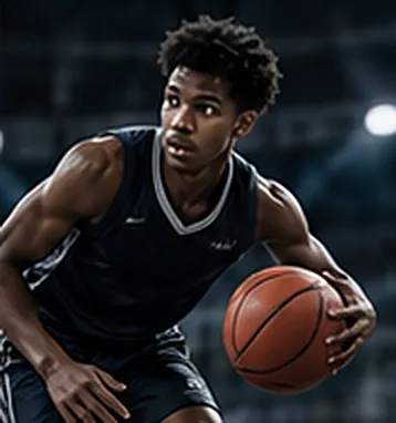Basketball player driving to the hoop