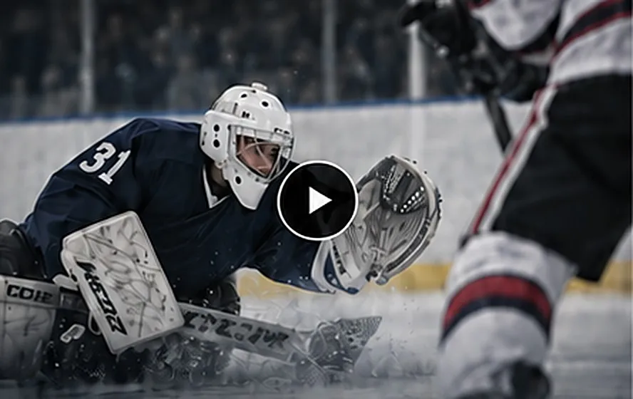 Evan Calder tracking the puck from his knees